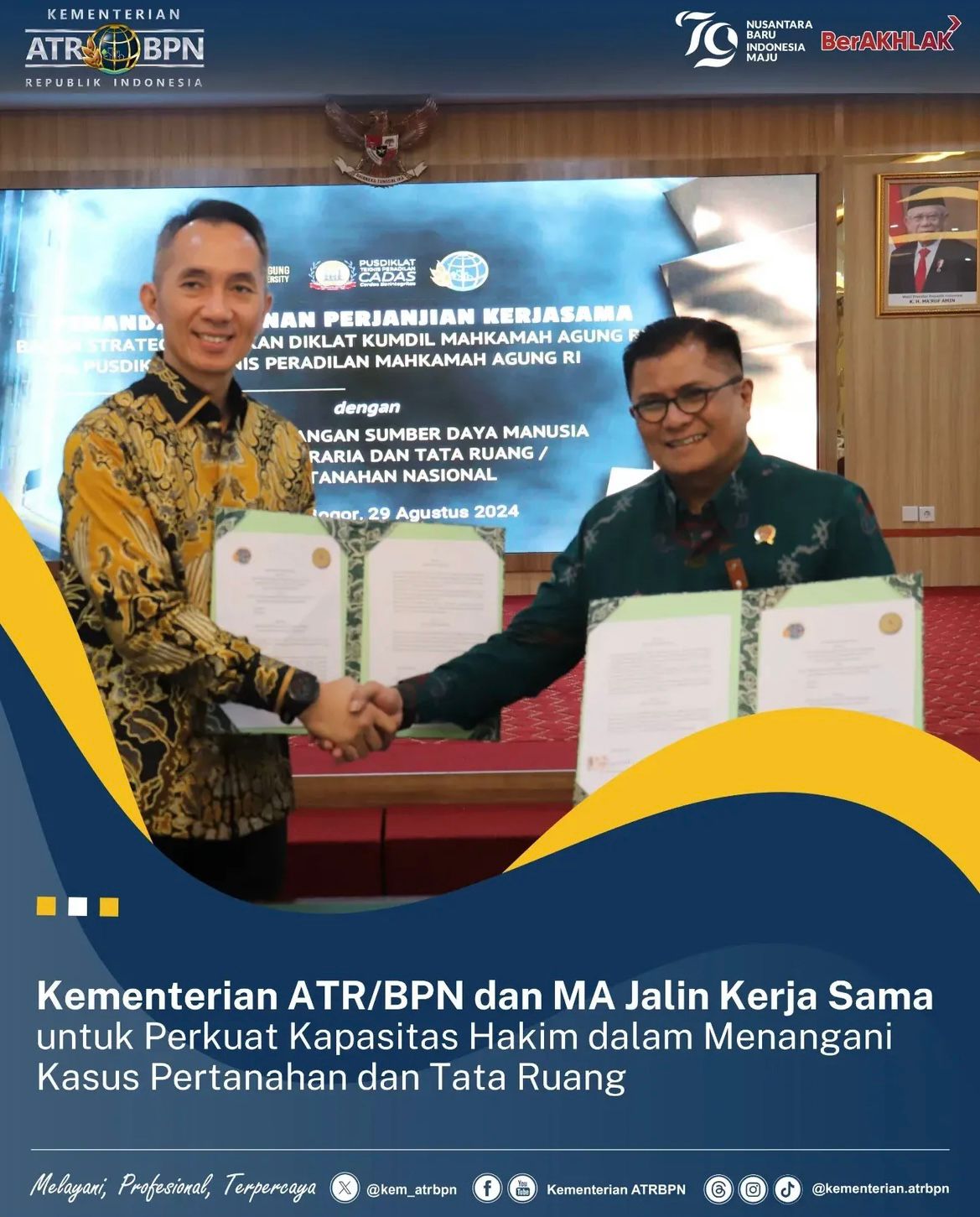 Kementerian ATR/BPN dan MA Jalin Kerja Sama untuk Perkuat Kapasitas Hakim dalam Menangani Kasus Pertanahan dan Tata Ruang