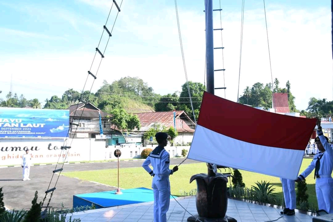 Danyonmarhanlan VIII Bersama Prajurit Petarung Bitung Mengikuti Upacara HUT ke-79 TNI Angkatan Laut