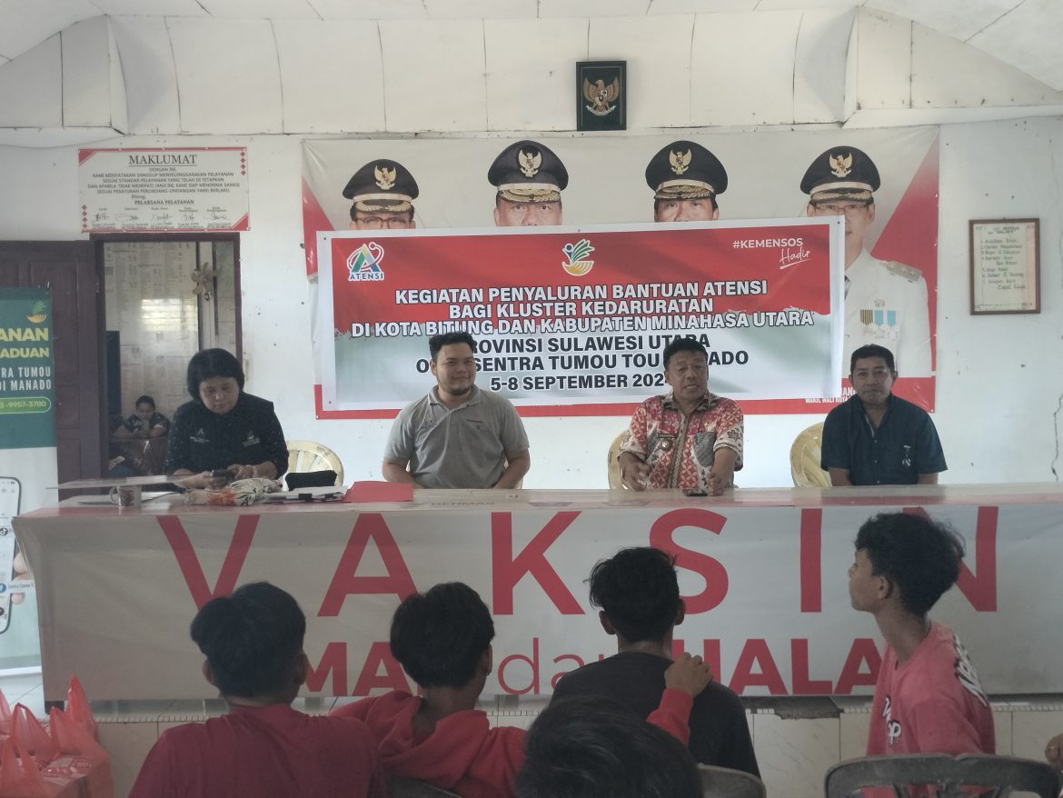 Kegiatan penyaluran Bantuan Atensi Bagi Kluster Kedaruratan, Di Kota Bitung Dan Kabupaten Minahasa Utara Provinsi Sulawesi Utara, Oleh Sentra Tumou Tou Manado