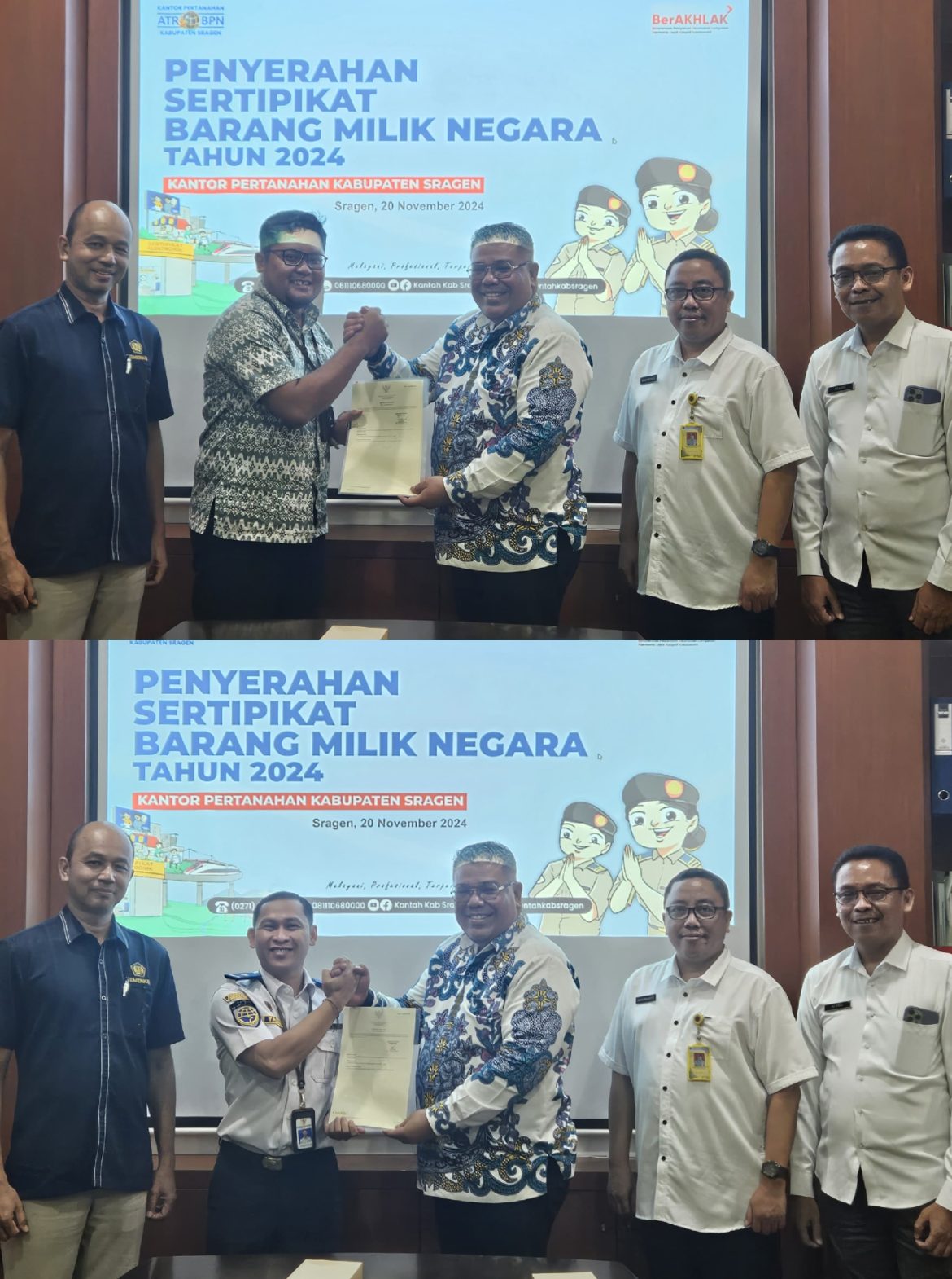 KAKAN FEBRI SERAHKAN SERTIPIKAT BARANG MILIK NEGARA BERUPA TANAH UNTUK PENGGUNAAN JALUR KERETA API, JEMBATAN TIMBANG DAN JALAN TOL SOLO-MANTINGAN