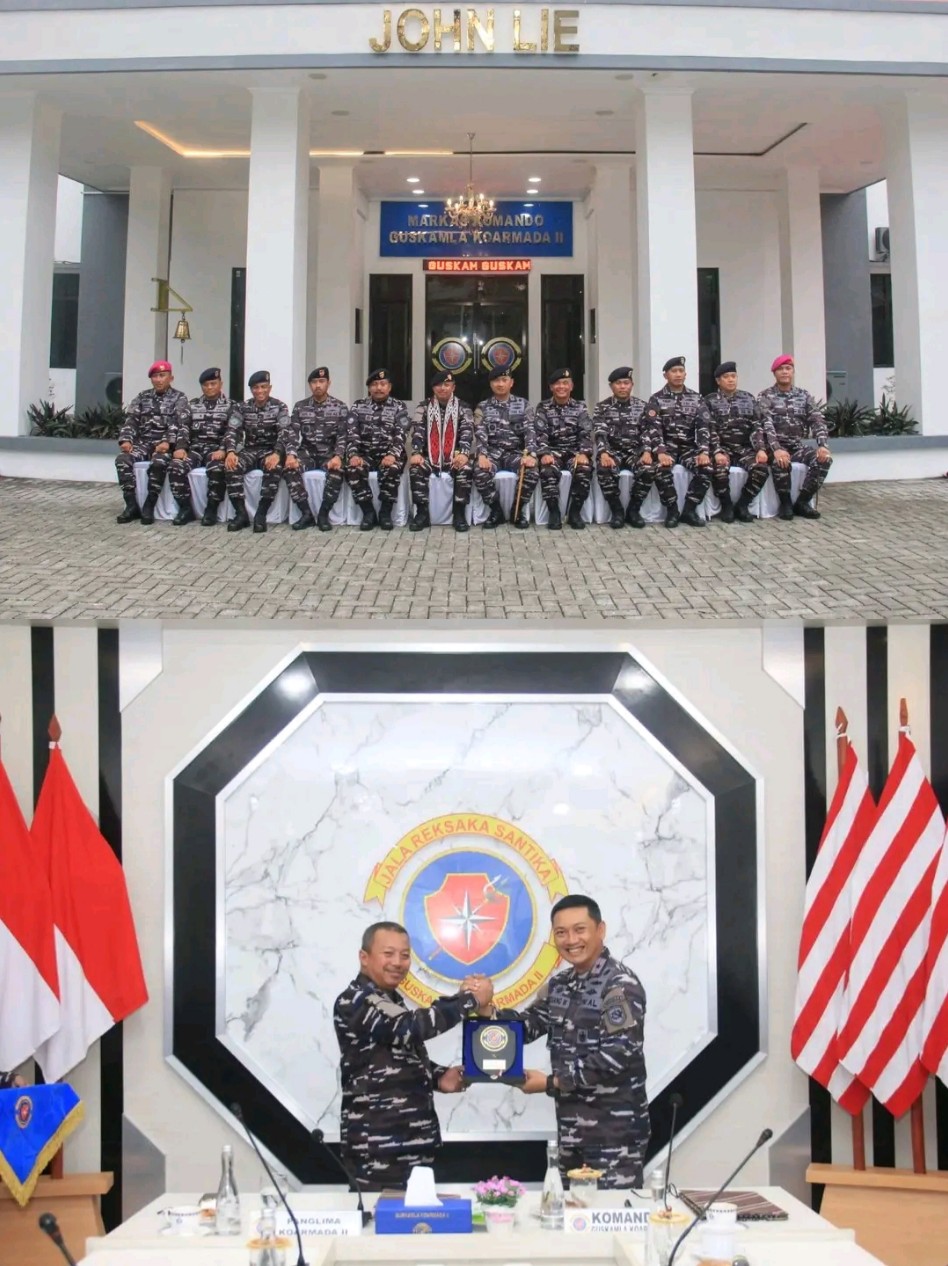 Danyonmarhanlan VIII Bitung Bersama Danlantamal VIII Turut Serta menyambut Pangkoarmada II di Mako Guskamla Koarmada II