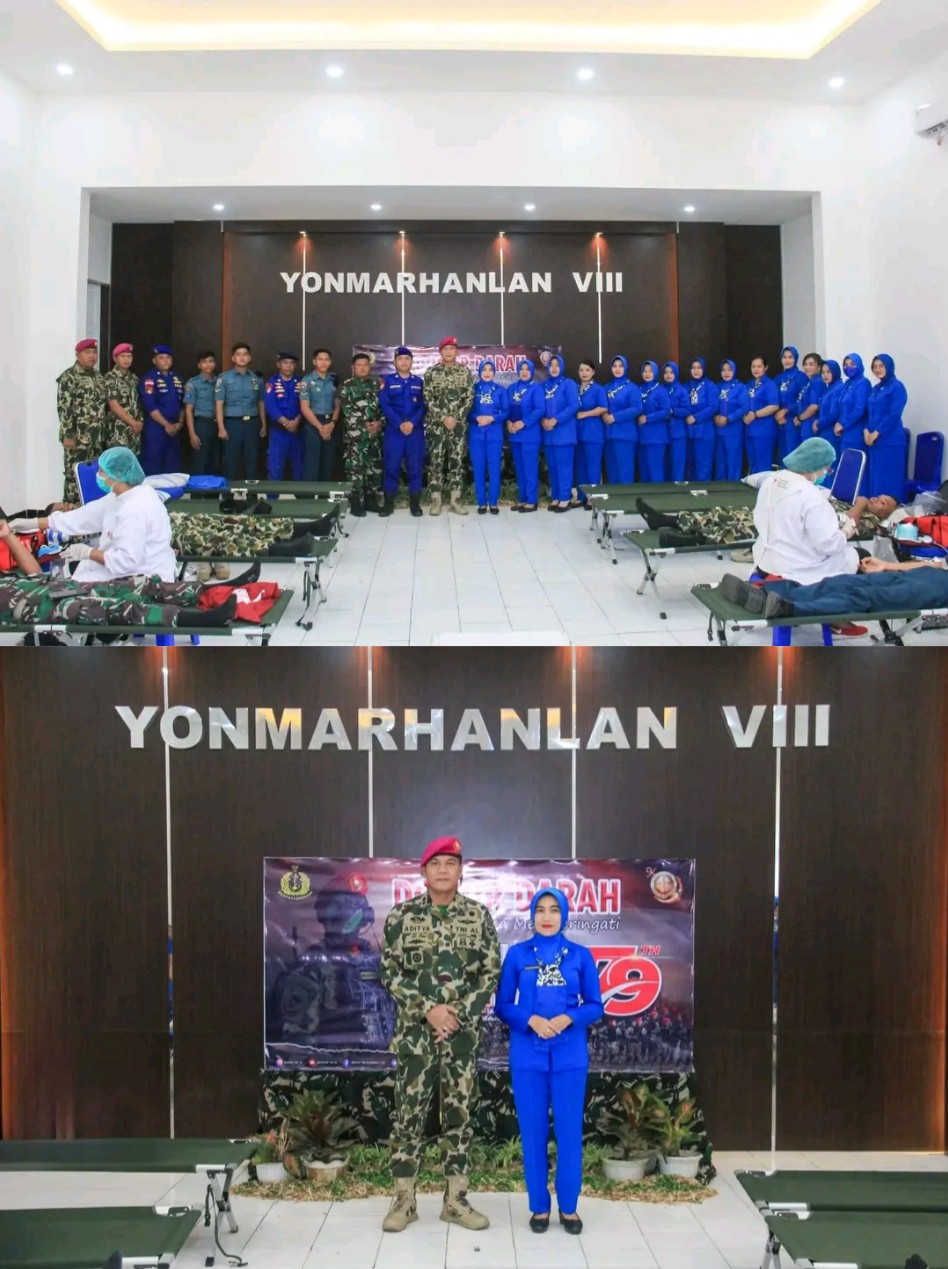 Peringati HUT ke – 79 Korps Marinir, Yonmarhanlan VIII Bitung Laksanakan Bhakti Kesehatan Donor Darah,