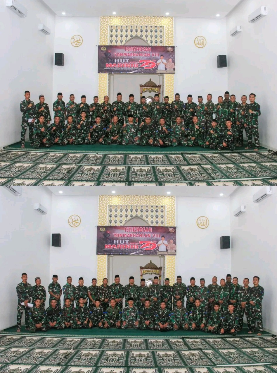 Sambut HUT KE-79 KORPS MARINIR, Prajurit Yonmarhanlan VIII Bitung laksanakan ISTIGHOSAH