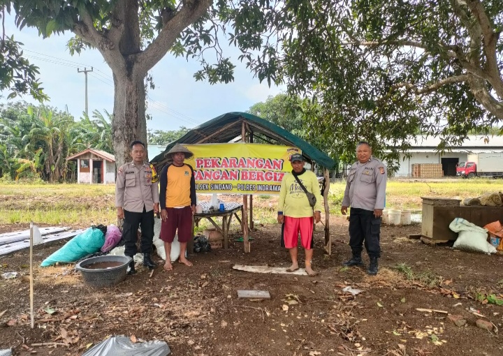 Polsek Sindang Dukung Ketahanan Pangan, Pantau Perkebunan Mentimun di Panyindangan Wetan