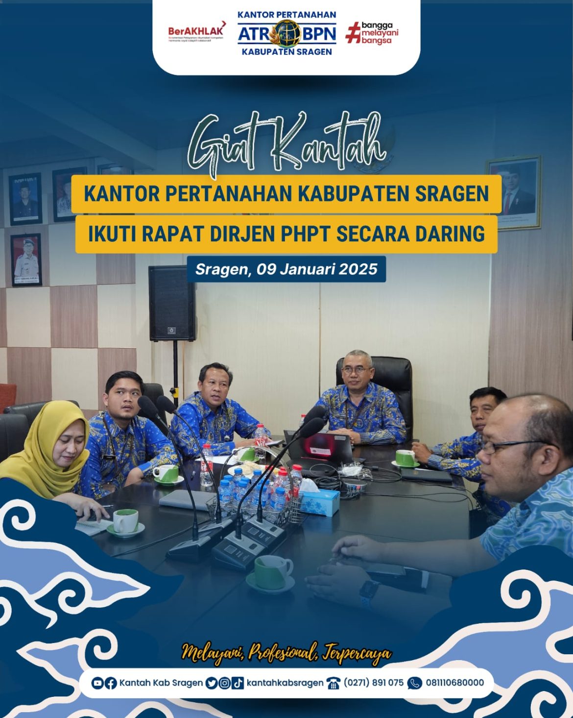 Kantor Pertanahan Kabupaten Sragen Ikuti Rapat Daring Evaluasi PTSL 2024 dan Sertifikasi Tanah Wakaf 2025