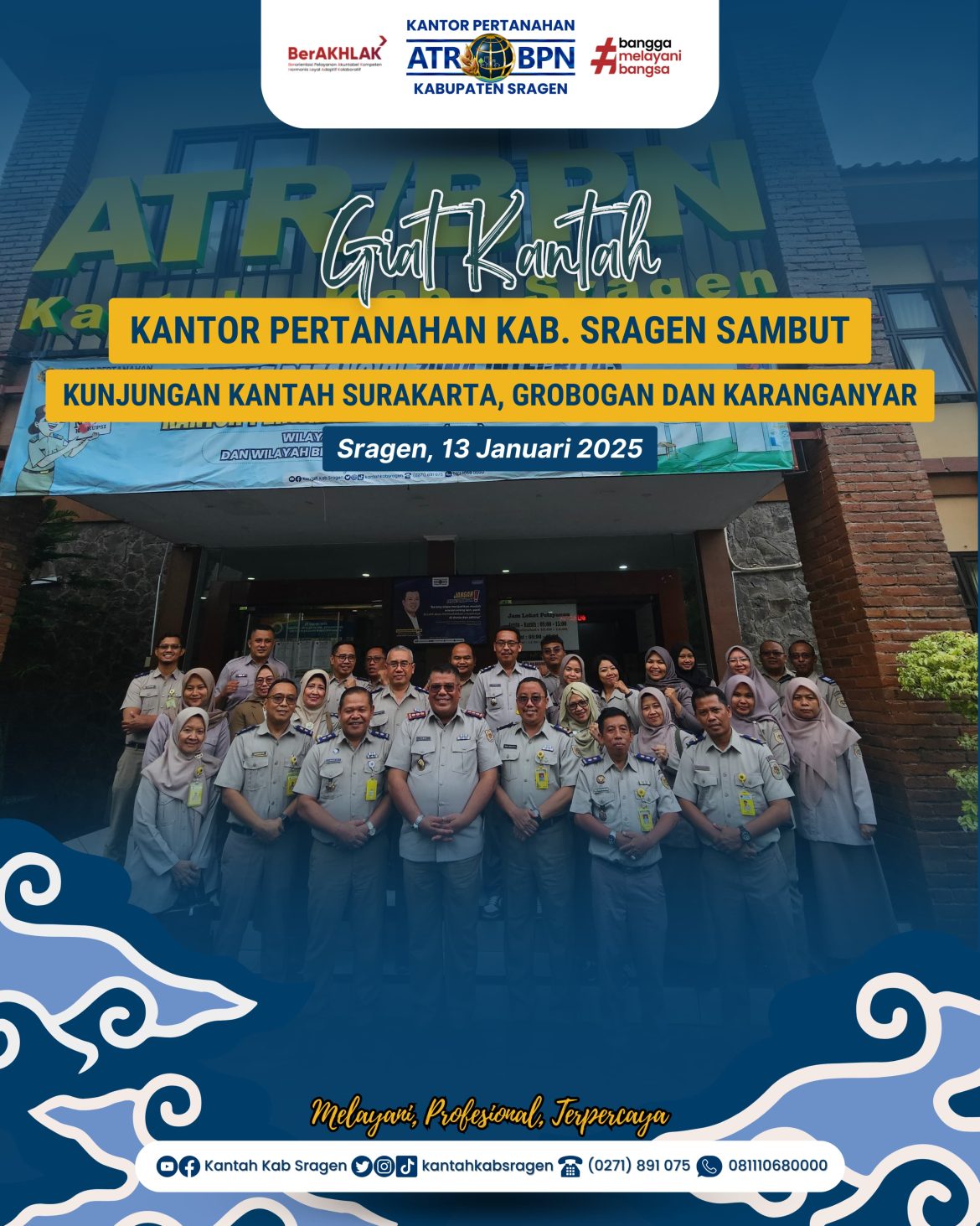 Kantor Pertanahan Kabupaten Sragen Terima Kunjungan dan Pegawai Baru dari Kantah Surakarta, Karanganyar, dan Grobogan