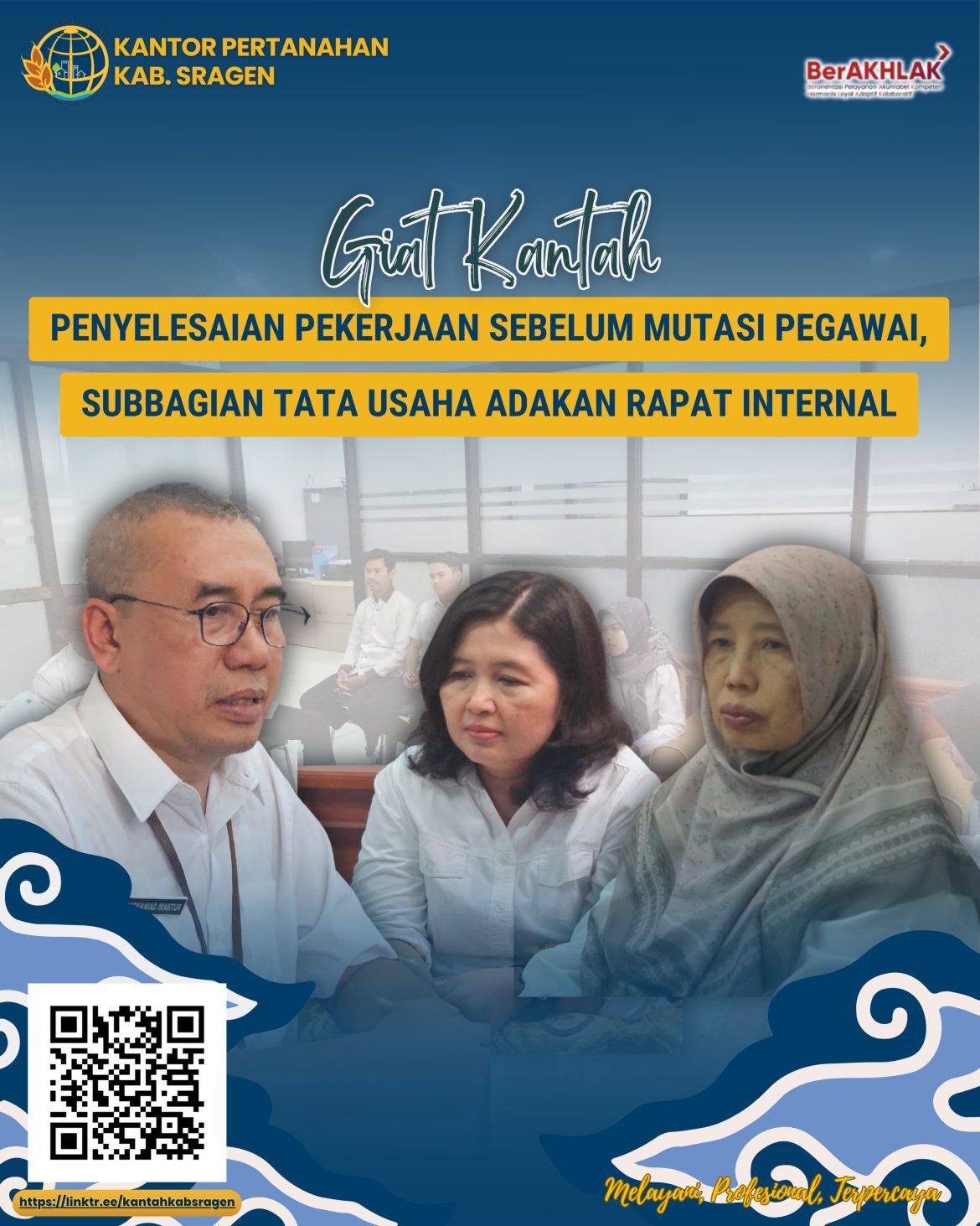 Subbagian Tata Usaha Kantor Pertanahan Kabupaten Sragen Adakan Rapat Internal Bahas Penyelesaian Pekerjaan Sebelum Mutasi Pegawai