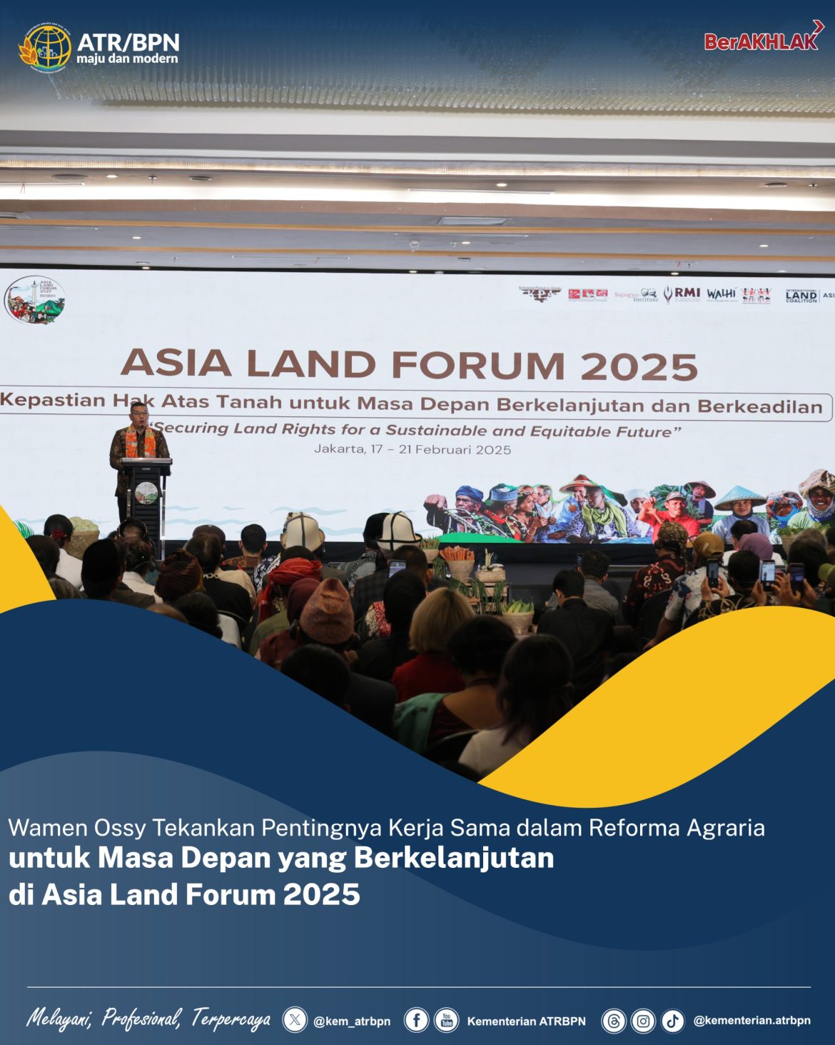 Wamen Ossy Tekankan Pentingnya Kerja Sama dalam Reforma Agraria untuk Masa Depan yang Berkelanjutan di Asia Land Forum 2025