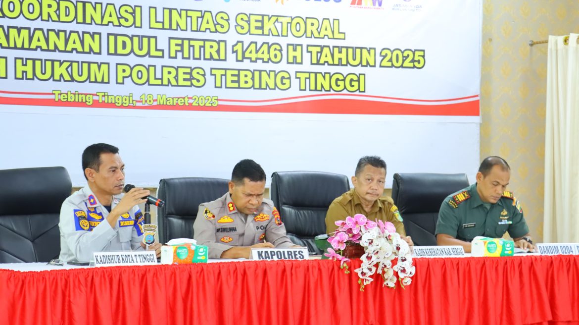 Kapolres Tebing Tinggi Pimpin Rakor Lintas Sektoral Kesiapan Pengamanan Idul Fitri