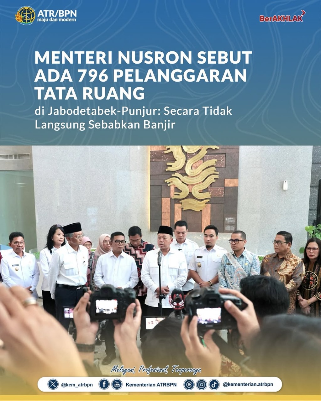 Menteri Nusron Sebut ada 796 Pelanggaran Tata Ruang di jabodetabek-Punjur; Secara Tidak Langsung Sebabkan Banjir