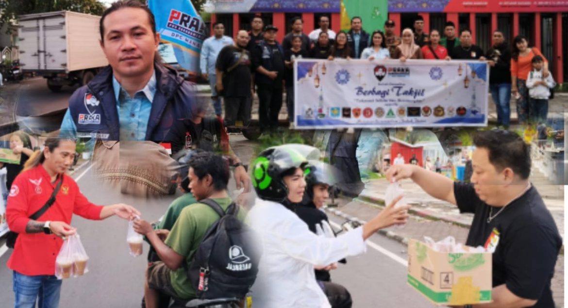 Ketua Praka DPC Manado Dan Gabungan Ormas Adat Minahasa, Bersama LSM Membagikan Takjil. Manado Sulut