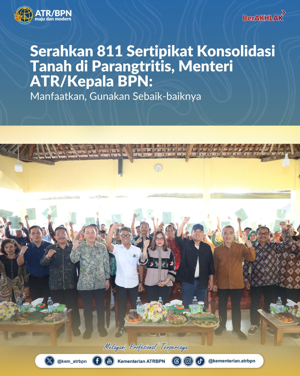 Serahkan 811 Sertipikat Konsolidasi Tanah di Parangtritis, Menteri ATR/Kepala BPN: Manfaatkan, Gunakan Sebaik-baiknya